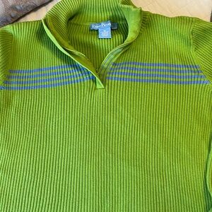 Evan-Picone M lime green quarter 1/4 zip sweater